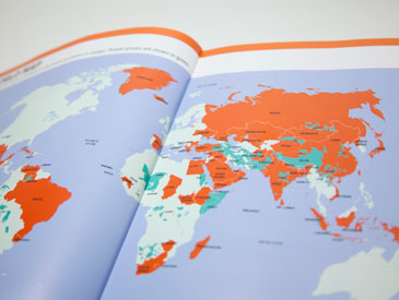 Places the countries and people groups in global context